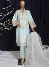 Romosh Embroidered Organza 3 Piece Stitched Suit RNPC25FE D-220-LBLU